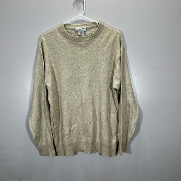 I Levrieri Men’s Beige Cashmere Silk Blend Cable Knit Crewneck Sweater - Picture 10 of 12